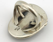 Navajo Ring 925 Silver Natural Blue Turquoise Artist Signed Ben S C.80's