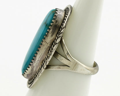 Navajo Ring .925 Silver Blue Turquoise Artist Signed M Begay C.1980's