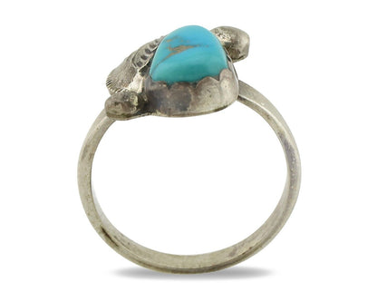 Zuni Ring 925 Silver Natural Mined Blue Turquoise Artist Signed Simplicio C.80's