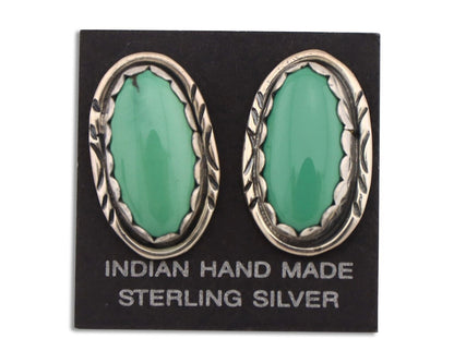 Navajo Earrings 925 Silver Manassas Turquoise Native American Artist C.90's