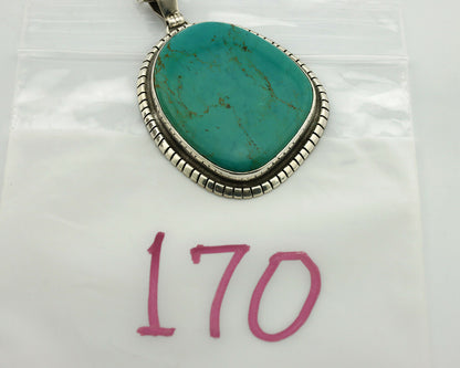 Navajo Necklace .925 Silver Kingman Turquoise Signed Tepee C.1980's