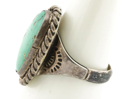 Navajo Handmade Ring 925 Silver Globe Turquoise Signed Native Artist C.80's