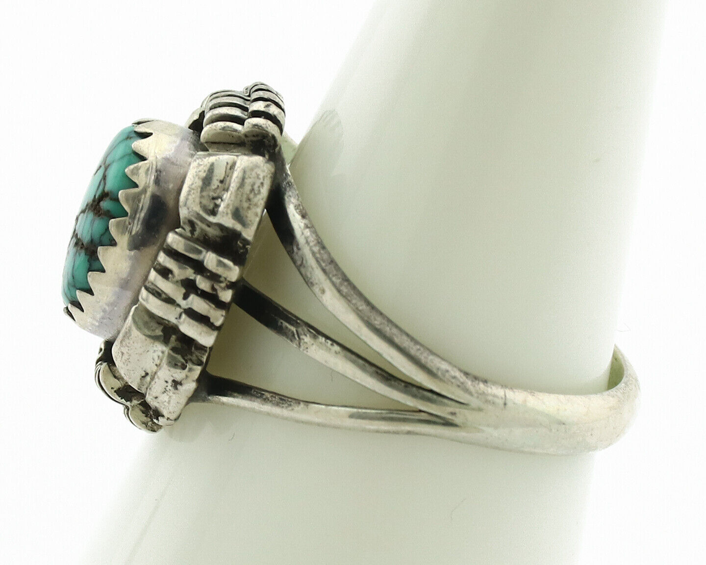 Navajo Ring .925 Silver Sleeping Beauty Turquoise Signed TLW C.80's