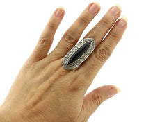 Navajo Ring 925 Silver Natural Mined Onyx Artist Signed UY C.80's