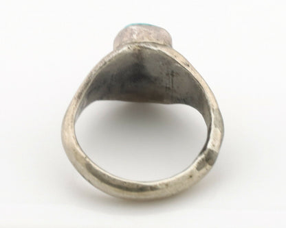 Zuni Ring .925 Silver Natural Turquoise & Coral Native American Artist C.1980's