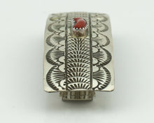 Women's Navajo Hair Clip .925 Silver Inlaid Red Coral Artist Signed WB C.80's