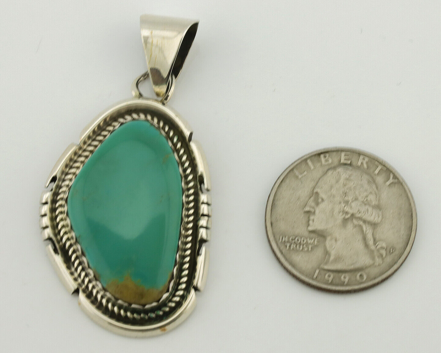 Navajo Necklace .925 Silver Arizona Turquoise Signed Jon McCray C.1980's