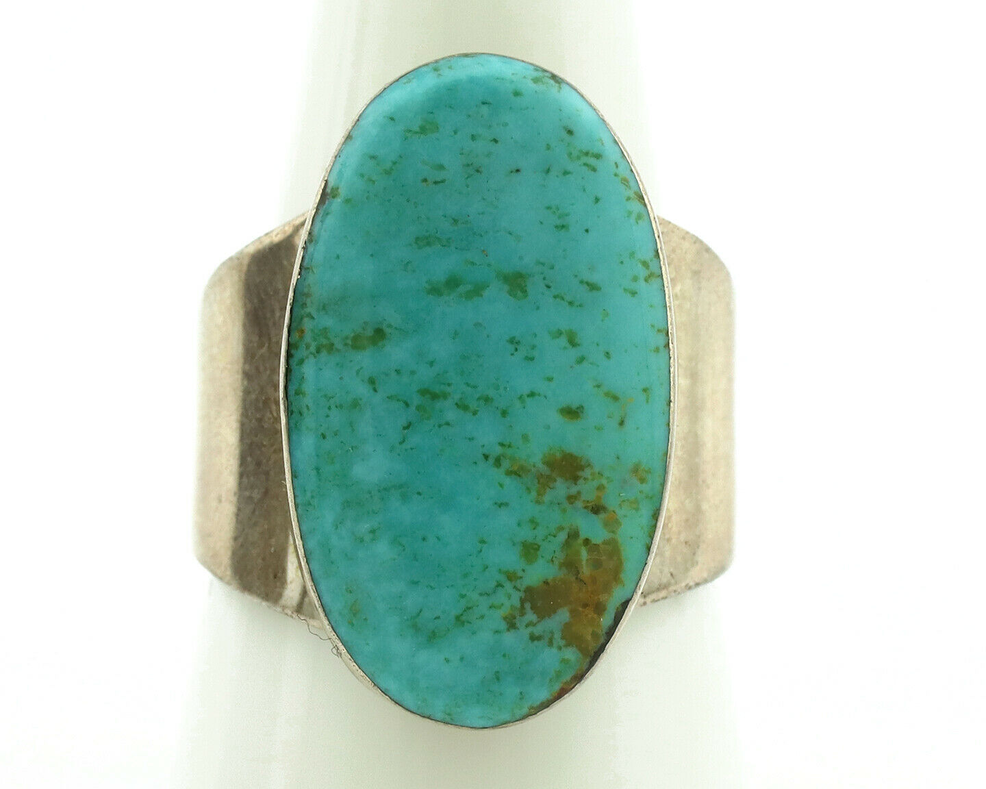 Navajo Ring .925 Silver Kingman Turquoise Artist Signed AP C.1980's