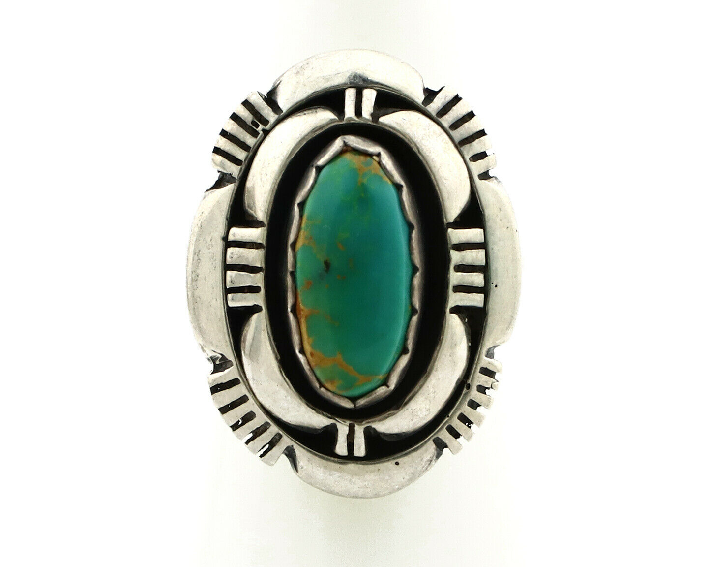 Navajo Ring .925 Silver Royston Turquoise Artist Signed L. M. Nez C80s