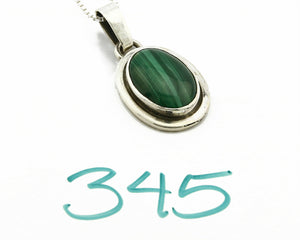 C.80-90's Navajo Handmade .925 SOLID Silver Natural Mined Malachite Necklace