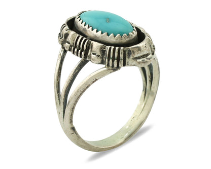 Navajo Ring .925 Silver Sleeping Beauty Turquoise Signed Yazzie C.80's