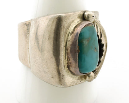 Navajo Ring 925 Silver FOX Mine Turquoise Artist Signed RH C.80's