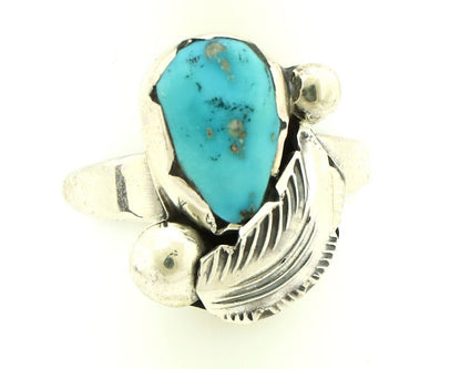 Zuni Ring 925 Silver Natural Blue Gem Turquoise Artist Signed Simplicio C.80's