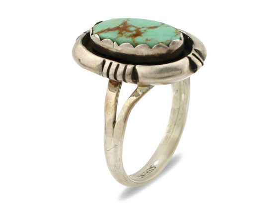 Navajo Ring .925 Silver Kingman Turquoise Handmade Native American Artist C.80's