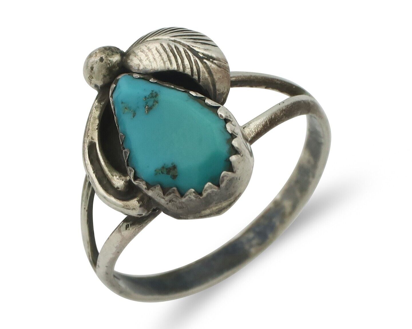 Navajo Handmade Ring .925 Silver Kingman Turquoise Native Artist C.80's