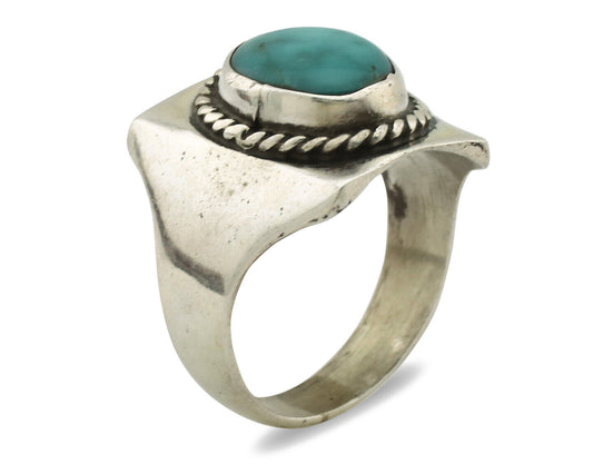 Navajo Ring .925 Silver Natural Turquoise Handmade Native American Artist C.80s