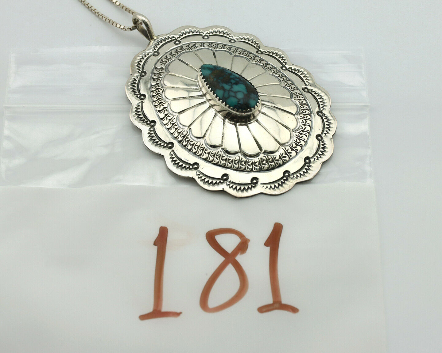 Navajo Necklace .925 Silver Spiderweb Turquoise Signed Marcella James C.80's