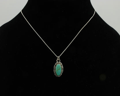 Navajo Necklace .925 Silver Arizona Turquoise Signed Gecko C.1980's