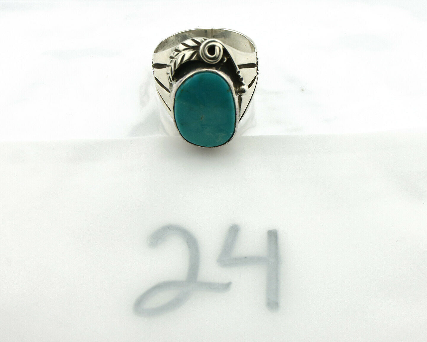 Navajo Ring .925 Silver Morenci Southwest Turquoise Native Artist C.80's