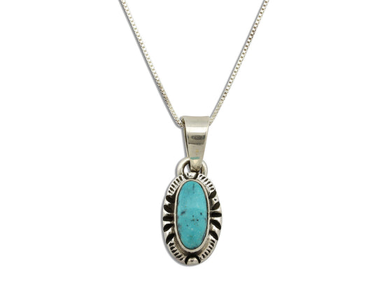 Navajo Necklace 925 Silver Kingman Turquoise Artist Signed Gecko C.80's