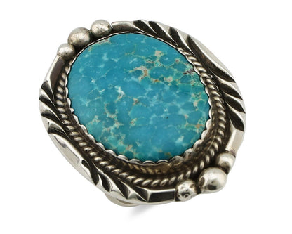 Navajo Ring 925 Silver Blue Turquoise Native American Artist C.80's