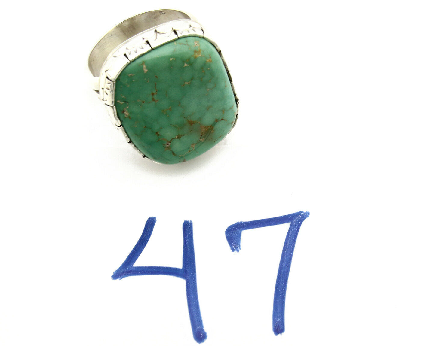 Navajo Turquoise Ring .925 Silver Handmade Signed Wayne Etsitty C.80's