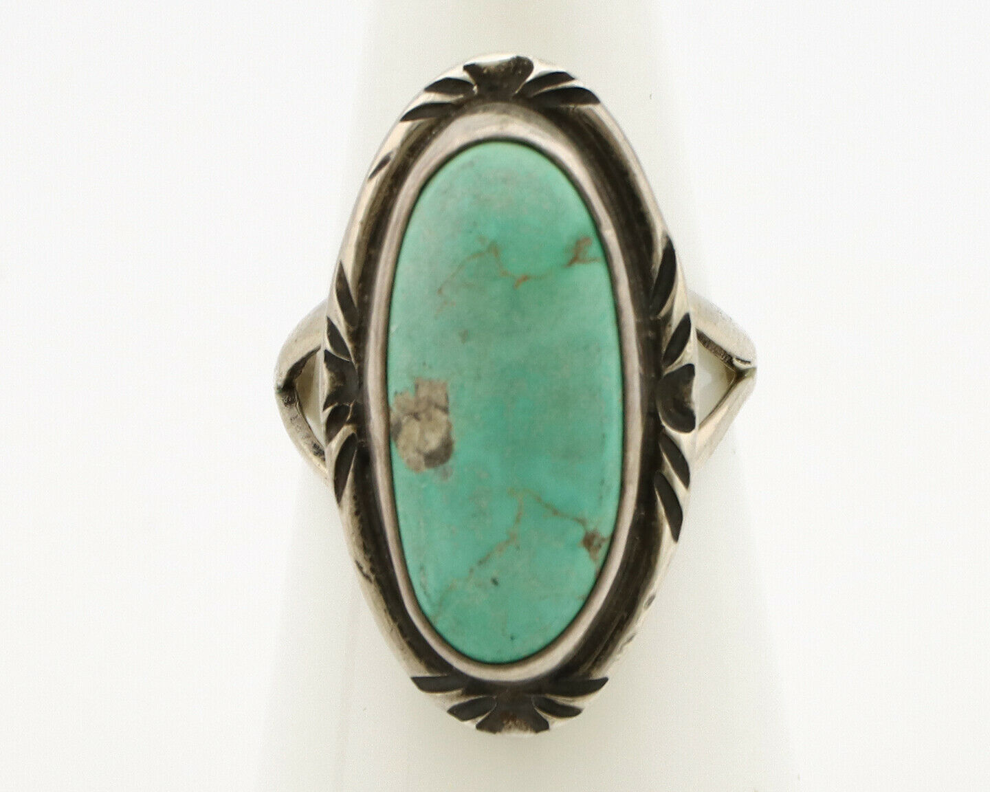 Navajo Ring .925 Silver Kingman Turquoise Artist Signed Gecko C.90's