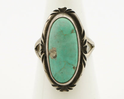 Navajo Ring .925 Silver Kingman Turquoise Artist Signed Gecko C.90's