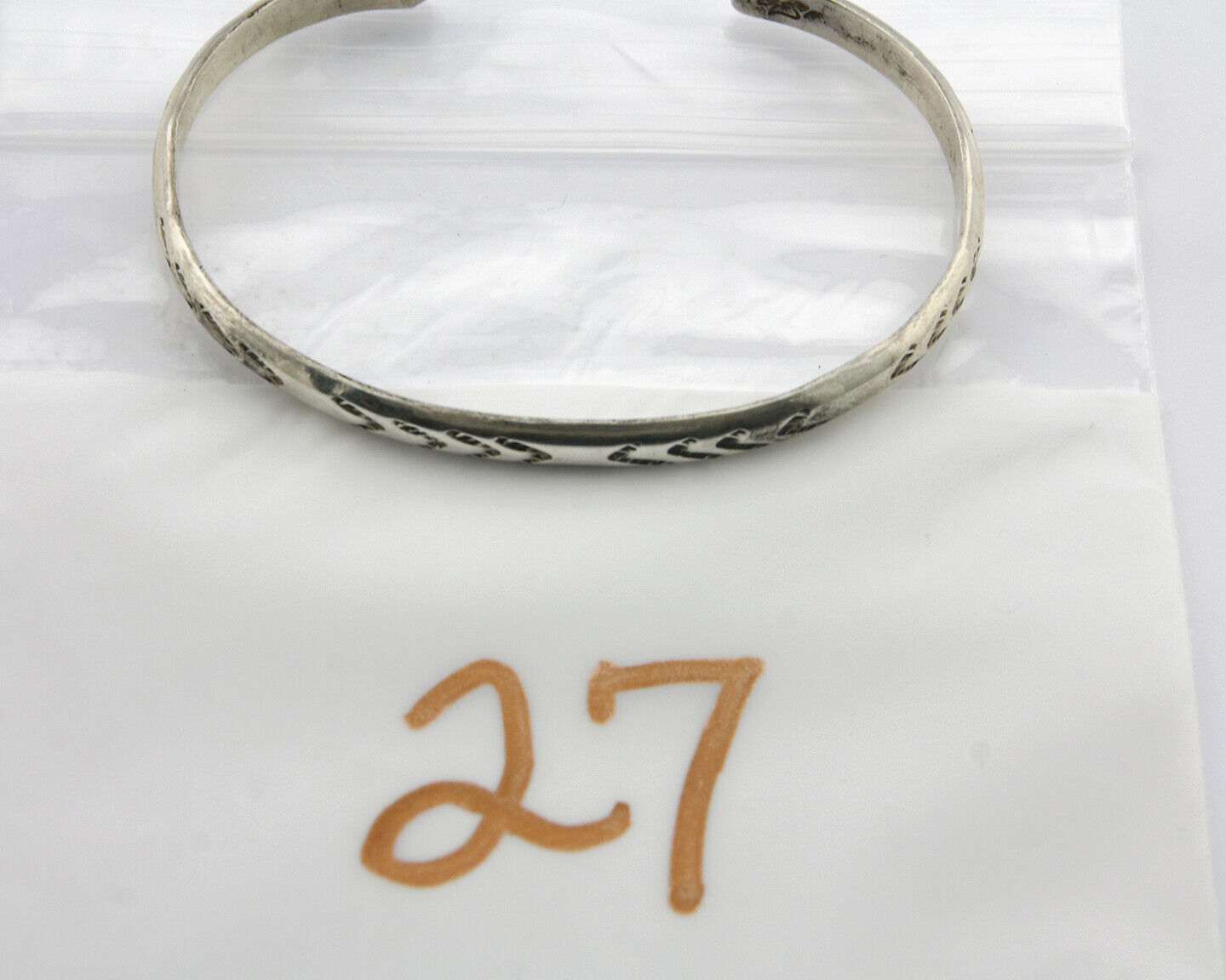 Navajo Bracelet .925 Silver Hand Stamped Arrow Head Signed Montoya C80s