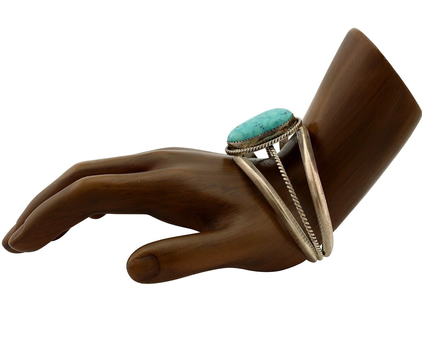 Navajo Cuff Bracelet 925 Silver Spiderweb Turquoise Native American Artist C.80s