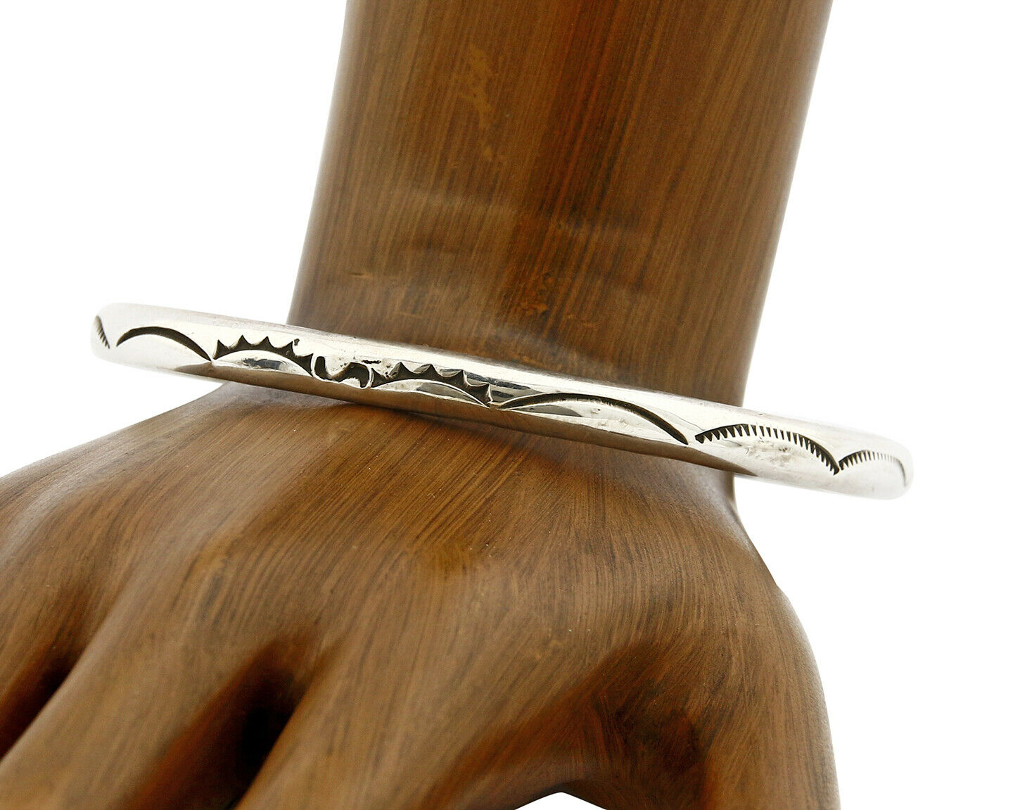 Women's Navajo Bracelet .925 Silver 5.20 mm Wide Hand Stamped Design
