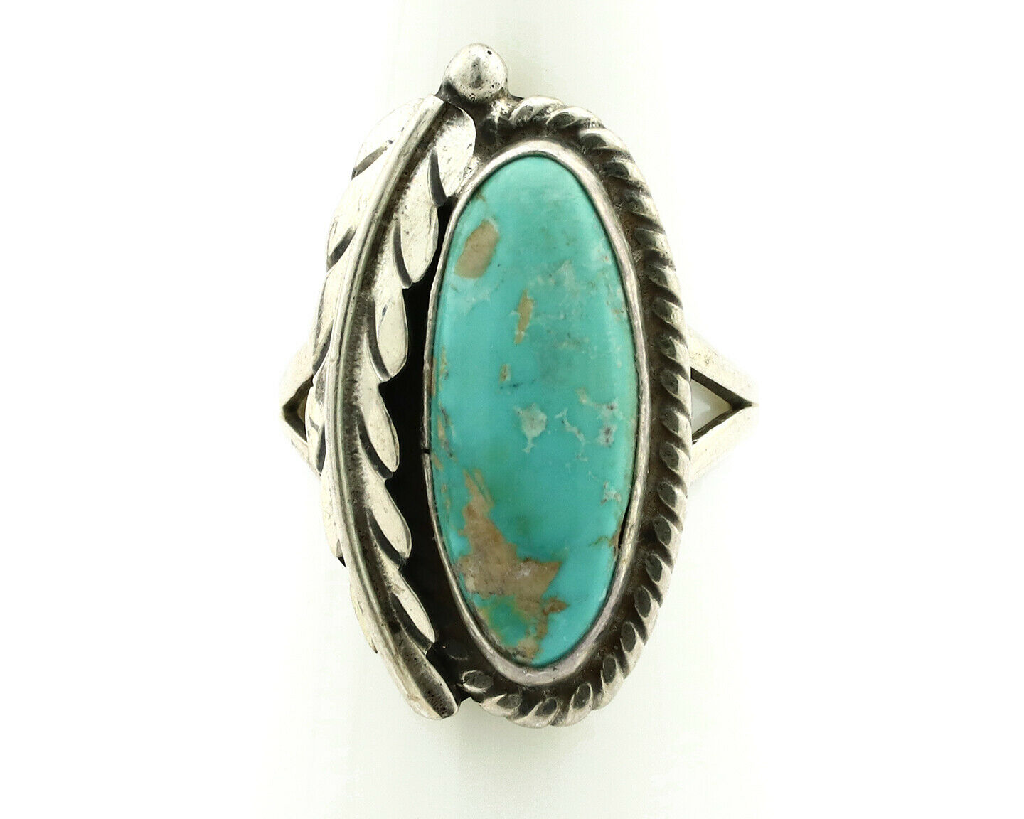 Navajo Ring .925 Silver Morenci Turquoise Signed Artist Apache C.80's