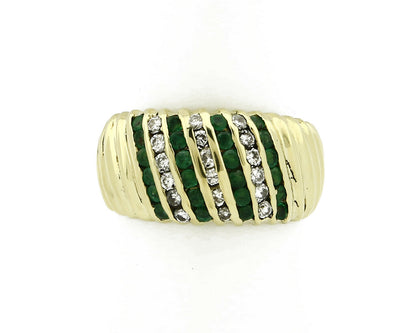 Women's 18k Gold Band Diamond & Emerald Natural Mined 1.0 tcw