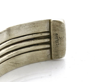 Women's Navajo Bracelet .925 Silver Hand Stamped Signed TAHE C.1980's