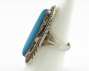 Navajo Ring 925 Silver Natural Blue Turquoise Artist Signed M Begay C.80s