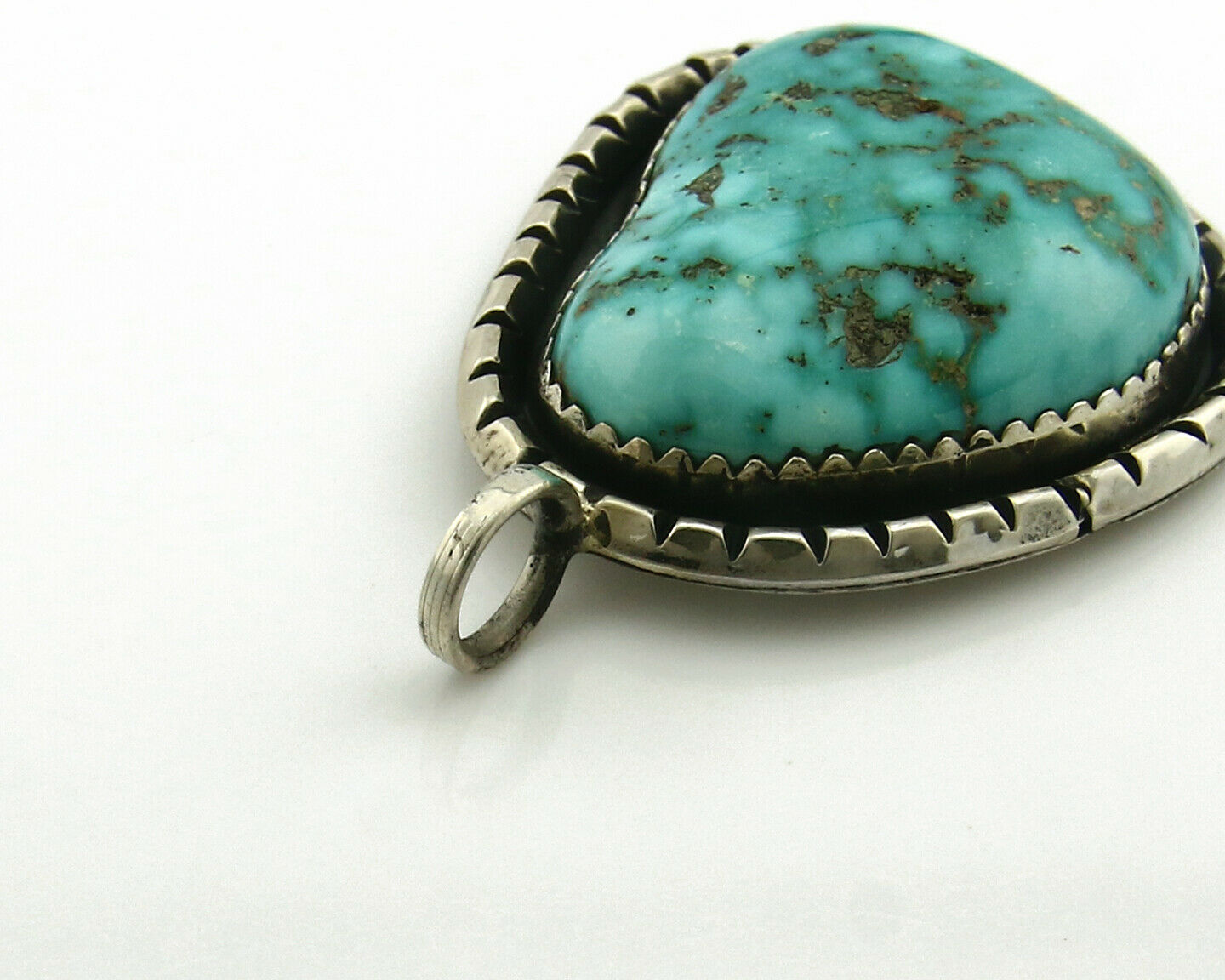 Navajo Pendant .925 Silver Kingman Turquoise Signed Artist Yazzie C.80's