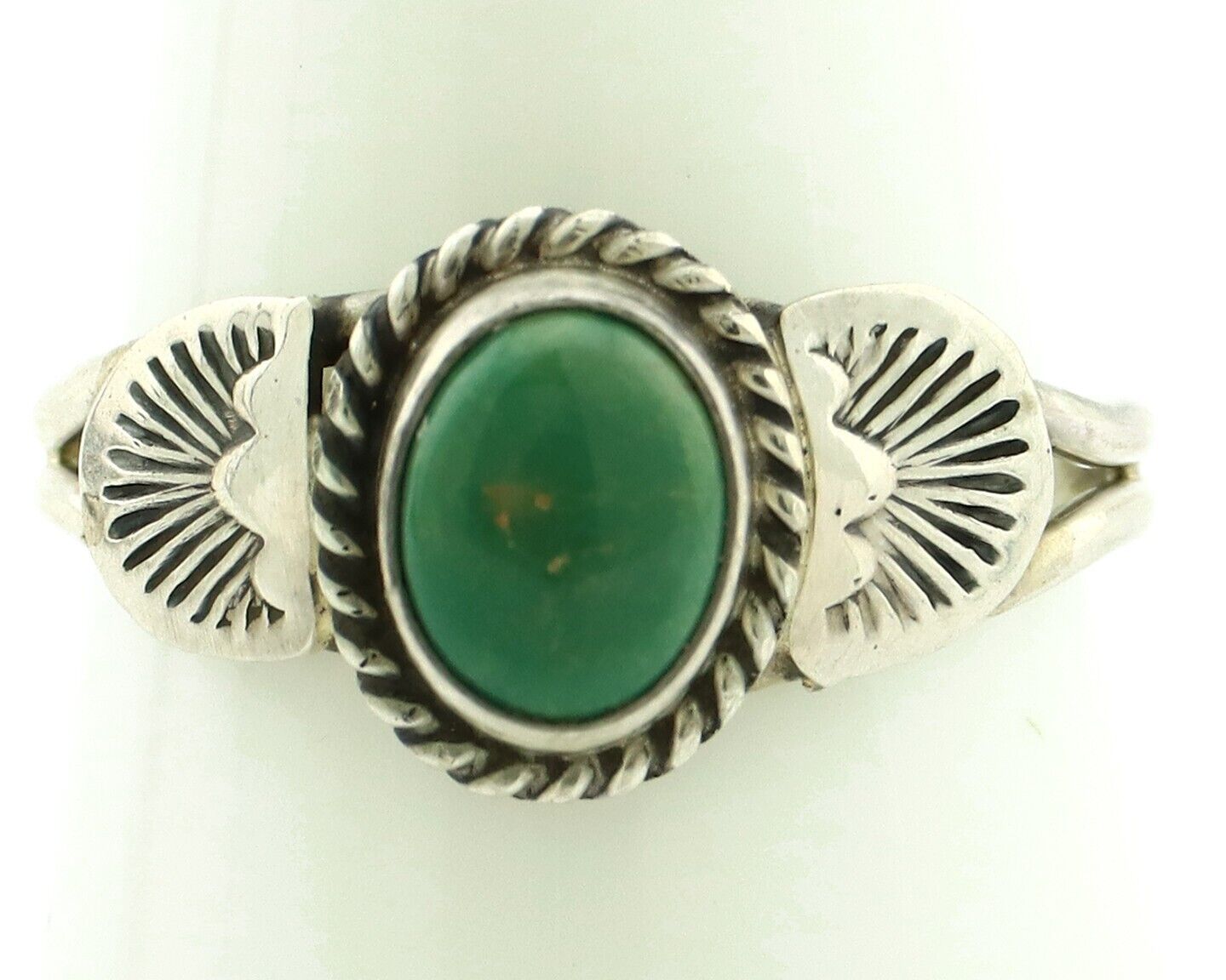 Navajo Ring 925 Silver Natural Green Turquoise Native Artist C.80's