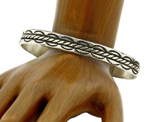 Women's Navajo Bracelet .925 Silver Handmade Cuff Signed Montoya C.1980's