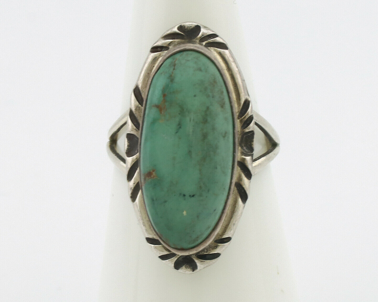 Navajo Ring .925 Silver Kingman Turquoise Native Artist Signed C.80's