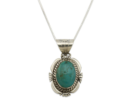 Navajo Necklace .925 Silver Kingman Turquoise Signed JP C.1980's