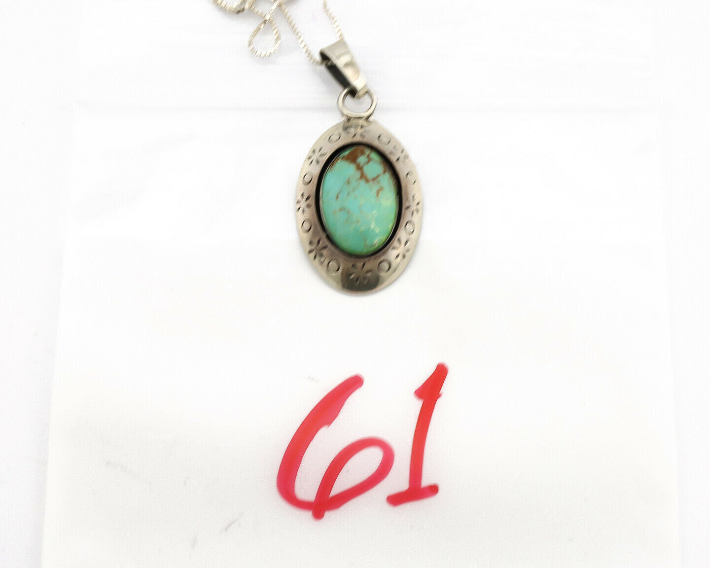 Navajo Necklace .925 Silver Kingman Turquoise Native American C.1980's