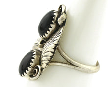 Navajo Ring 925 Silver Natural Mined Onyx Artist Signed T Thomas C.80's