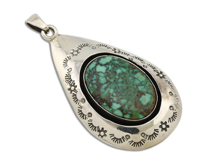 Navajo Pendant 925 Silver Spiderweb Turquoise Artist Signed C Montoya C.80's