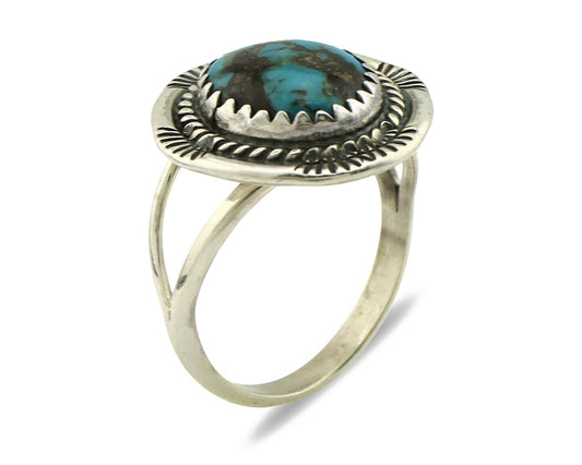 Navajo Ring .925 Silver Blue Turquoise Native American Artist C.1980's