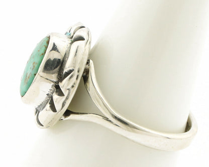 Navajo Ring .925 Silver Kingman Turquoise Artist Signed Gecko C.90's