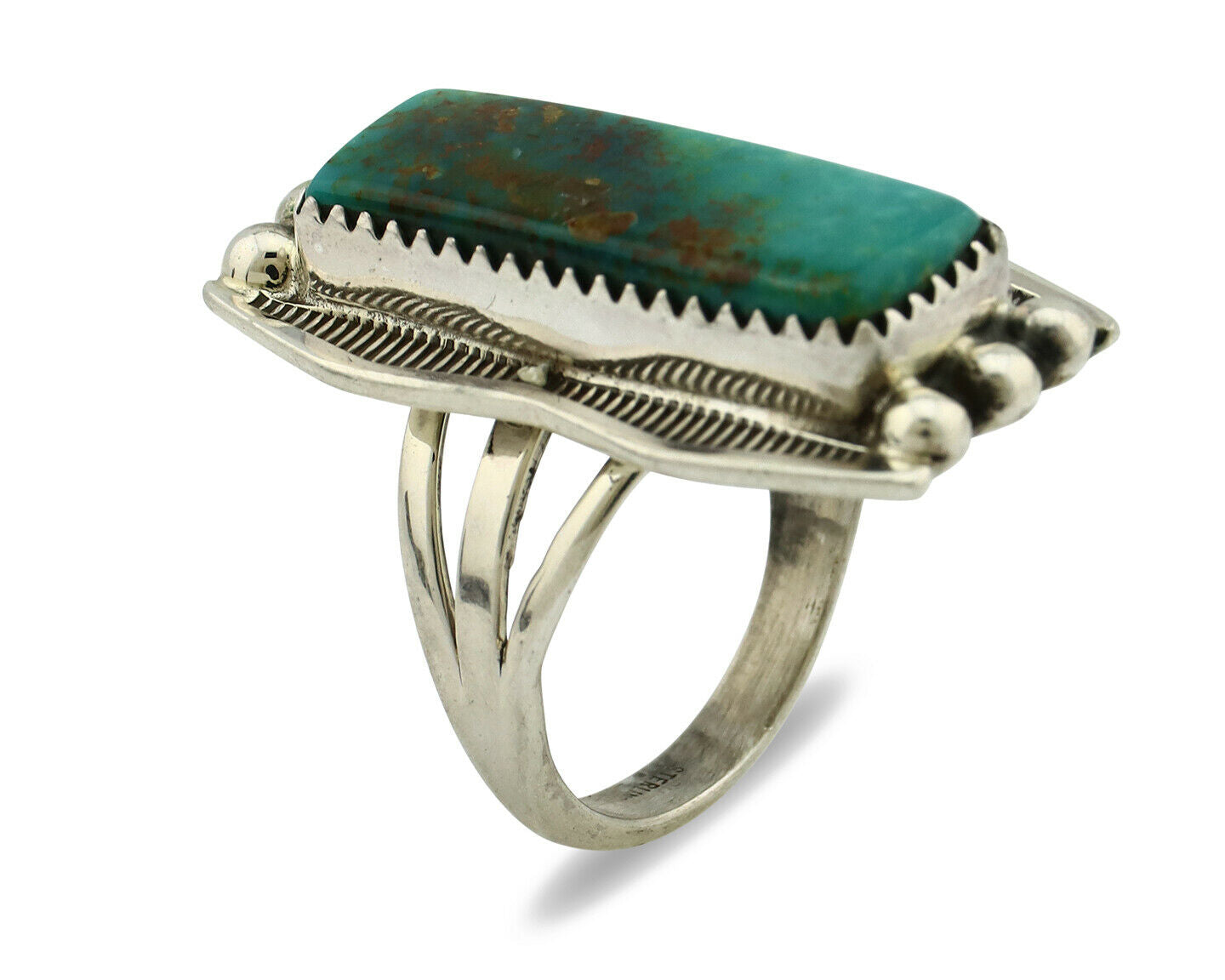 Navajo Ring .925 Silver Natural Aqua Turquoise Artist Signed S C.80's