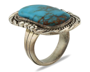 Navajo Ring 925 Silver Natural Blue Turquoise Artist Signed D Zachary C.80s