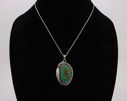 Navajo Necklace 925 Silver Kingman Turquoise Native Artist Signed C.80's