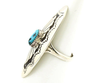 Navajo Shield Ring .925 Silver Blue Turquoise Native Artist C.80's