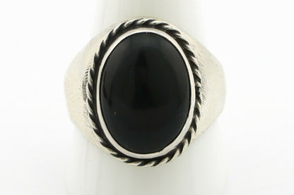 Navajo Ring .925 Silver Black Onyx Native American Artist C.80's